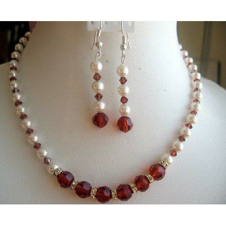 BRD154 Bridal Jewelry Fashion Show Mother Of Bride Jewelry Genuine of Cream Pearls & Crystals Ball