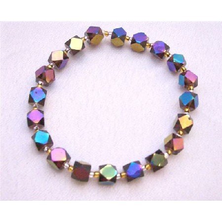 TB612 Sparkling Geometrical Beads Bracelet Cuboids & Bicone Shaped Beads New Beads