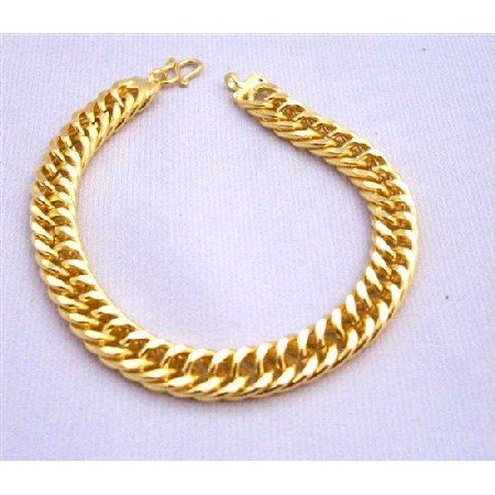 TB228 Thick Gold Woven Bracelet Good Quality Women Bracelet 7 1/2 inches Long Bracelet