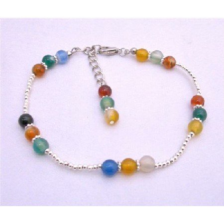 TB637 Multi Colored Glass Beads Bracelet