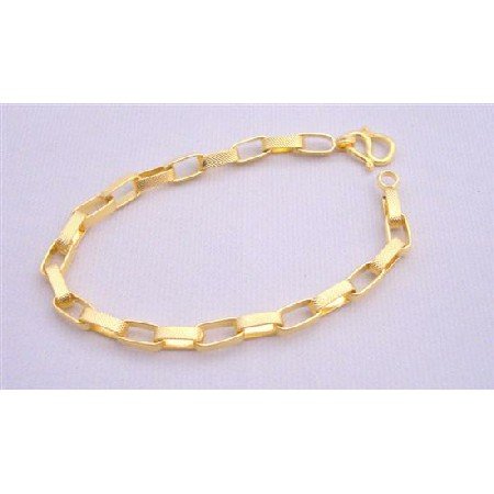 TB213 Gold Chained Bracelet Good Quality Gold Plated Bracelet 7 1/2 inches Long Bracelet