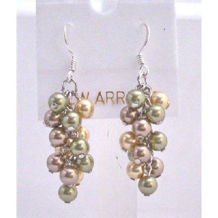 ERC454 Bunch Pearls Earrings Genuine Swarovski Pearls Earrings Sterling Silver Earrings
