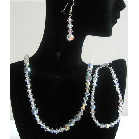 BRD564 Irridiscent Swarovski AB Crystals Jewelry Sets Bridal Jewelry Genuine Swarovski