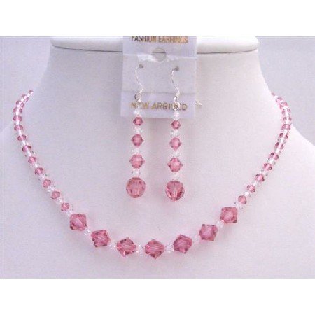 BRD780 Custom Bridemaids Bridal Jewelry Set Swarovski Rose Crystals Jewelry Set