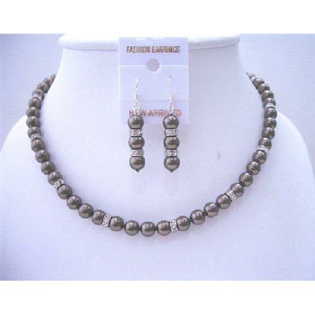 BRD500 Brown Espresso Pearls Bridemaides Jewelry Genuine Swarovski Brown Espresso Pearls
