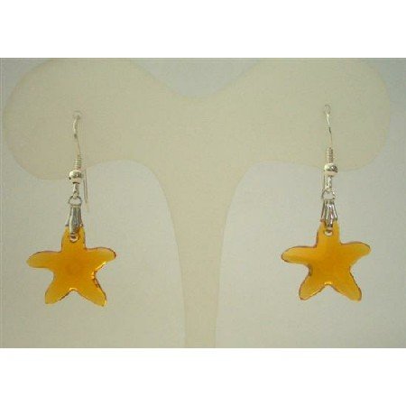 ERC276 Topaz Starfish Crystals Jewelry Sterling Silver Earrings