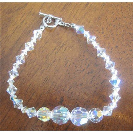 TB393 Irridescent Crystals AB Swarovski Cryrstal Bridal Handcrafted AB Crystals Bracelets