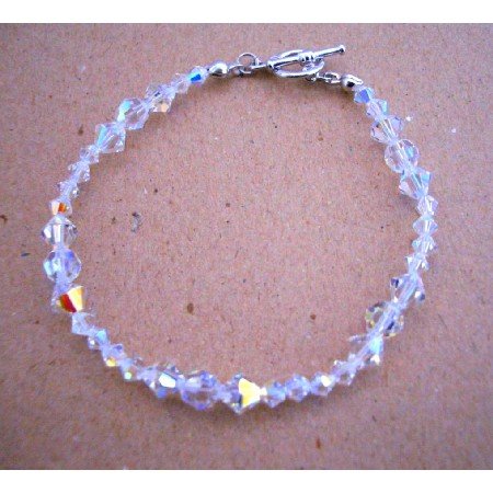 TB394 Bridal Bridemaides Handcrafted Irredescent Crystals Swarovski AB Crystals Bracelets