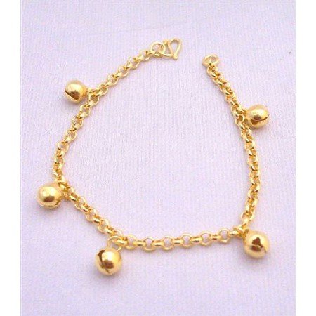 TB005 Chained Bracelet w/ Ball Dangling Gold Plated Bracelet Gold Chained Sleek Dainty Bracelet