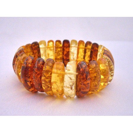 TB587 Amber Natural Color Stretchable Bracelet Simulated Amber Oval Beads Stretchable Bracelet