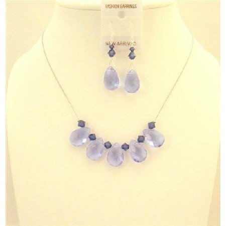 NSC582 Purple Velvet Swarovski Crystals And Purple Glass Beads Bridal Bridemaids Jewelry Set