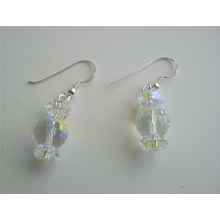 ERC245 AB Swarovski Crystals & AB Crystals Spacer Sterling Silver 92.5 Earrings Genuine Crystals