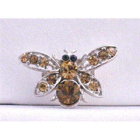 B241 Smoked Topaz Brooch Brown Bumble Bee Classy Brooch