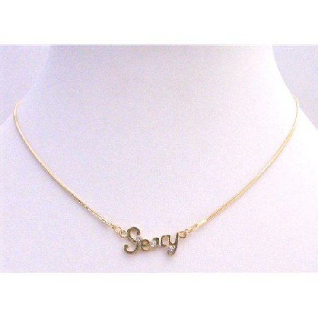 N336 Sexy Pendant Decorated w/ Cubic Zircon Gold Chain Necklace