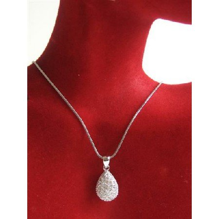 N705 Pear Pendant Necklace Fully Embedded w/ Cubiz Zirconia Necklace