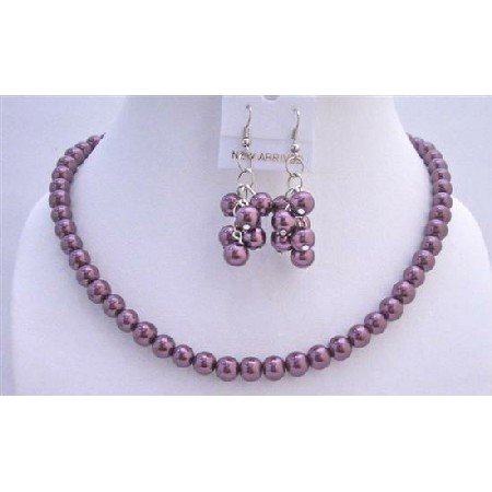 NS424 Purple Amethyst Pearls Jewelry Set Beautiful Wedding Pearls Necklace Set