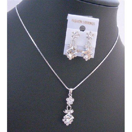 NS166 Clear Crystals Wedding Jewelry Set Inexpensive Bridemaids Jewelry Set