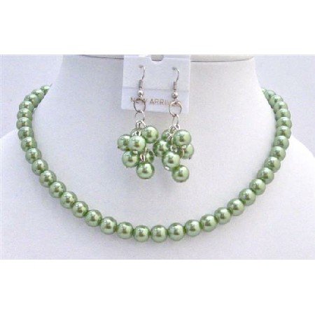 NS276 Pearls Jewelry Set Beautiful Green Pearls Unique & Sleek Pearls Necklace Set