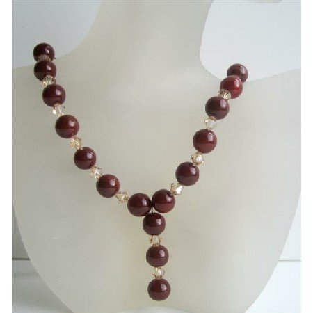 N531 Handcrafted Custom Jewelry Carnelian Beads w/Swarovski Ceylon Beaded Crystals Necklace