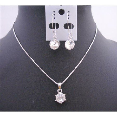 NS338 Round Wheel Crystals Pendant Necklace Set w/ Simulated Crystals Wheel Pendant/Earrings