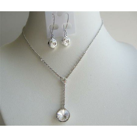 NS476 Bridal Bridemaids Clear Simulated Crystals Necklace Set Jewelry
