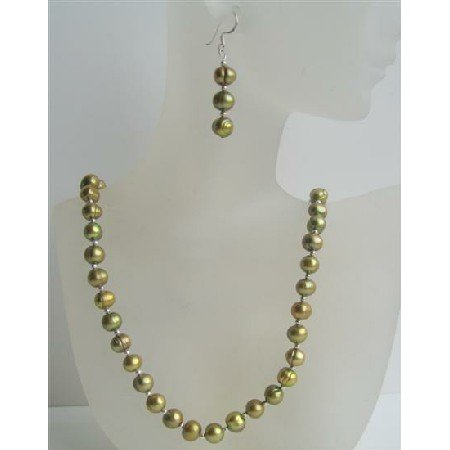 NS486 Handcrafted Custom Dyed Freshwater Pearls Jewelry Set