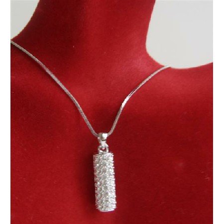 N707 Capsule Shape Pendant Unique NEW Sparkling FUlly Bling Bling Necklace