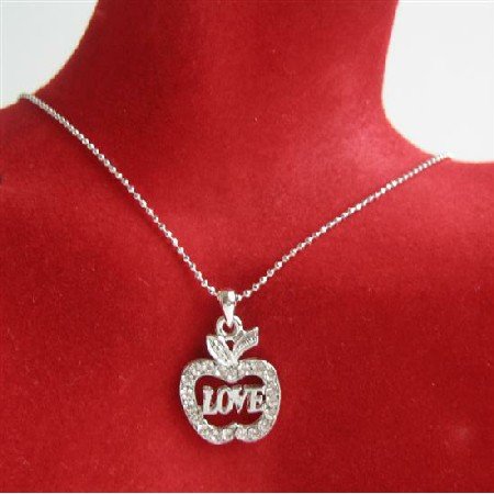 N708 Adams Eve Apple Love Jewelry Bling Apple w/ Love Word