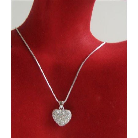 N709 Heart Pendant Necklace Sparkling Bling Heart Pendant Necklace