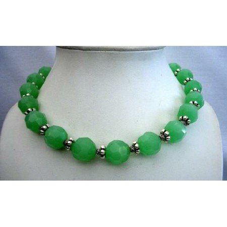 N407 Handcrafted Artisan Designed Genuine Multi Faceted Green Agate 18mm Bead