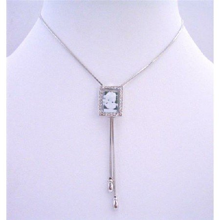 N508 Cameo Pendant Necklace Cameo Glass Pendant w/ Chain Adjustable For The Pendant