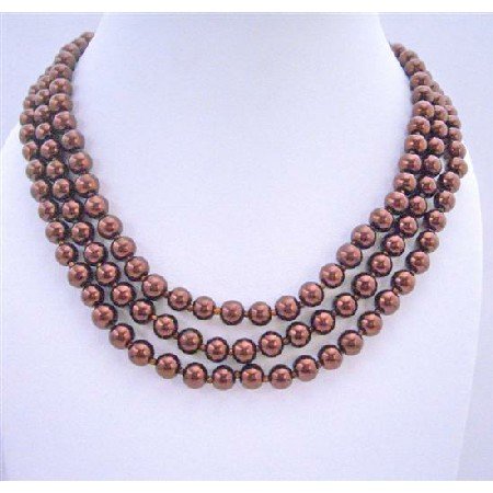 N294 Fashion Necklace Redish Brown Style Long Necklace 62 Inches Long Necklace