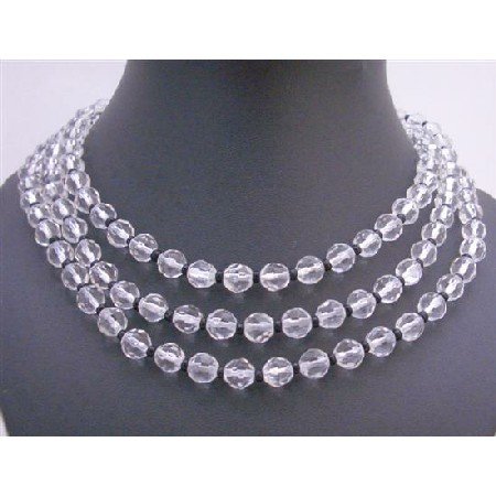 N247 Long Necklace 60 inches Simulated Glass Beads w/ Tiny Black Beads Spacer Necklace!!