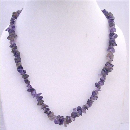 N403 Amethyst Nugget Long Necklace 36 Inches Necklace Jewelry