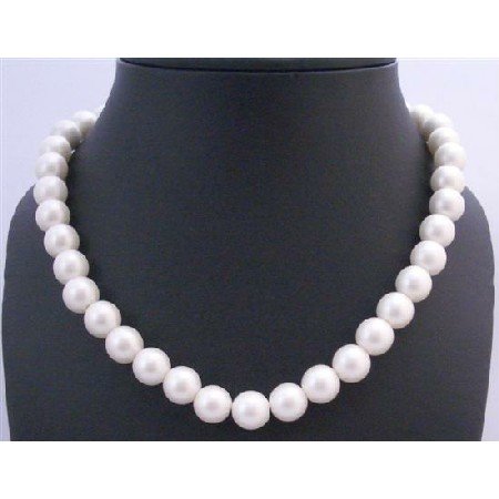 U217 Stretchable White Pearls Necklace Choker 12mm Pearls Very Classy & Beautifully Pearls Necklace