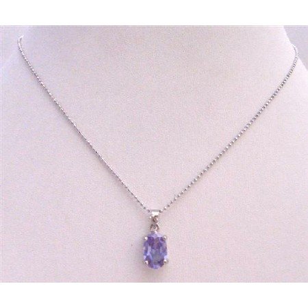 UNE217 Light Amethyst Cubic Zircon Faceted Pendant Necklace