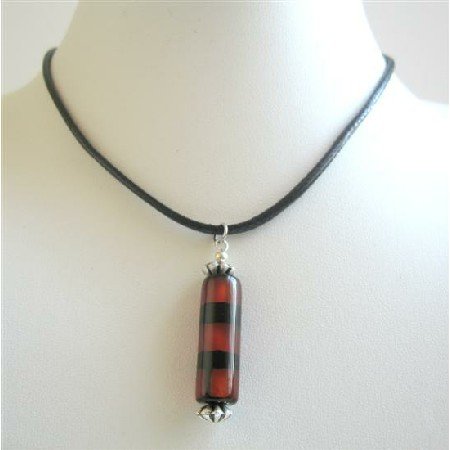 U104 Ethnic Cylindrical Pendant w/ silver Bali Spacer