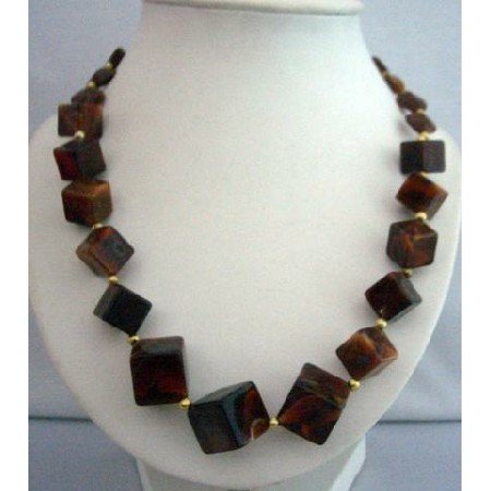 UNE036 Long Necklace 28 Inches Brown Beaded Necklace Elegant Jewelry