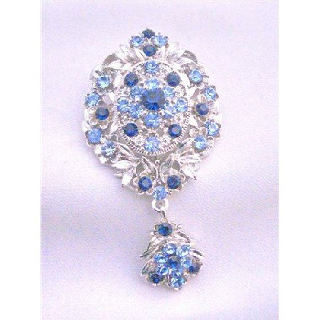 B221 Sapphire Crystals Brooch Wedding Brooch Stylish Trendy Brooch