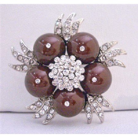 B307 Meroon Pearls Fashionable Designed Brooch Wedding Party Brooch