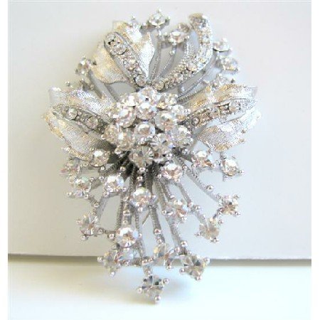 B038 Diamond Brooch Fully Embedded w/ SIMULATED Diamond FLOWER BROOCH