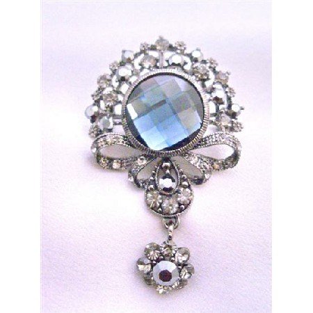 B175 Black Diamond Crystals Brooch Victorian Style Brooch Dangling Brooch Stylish Brooch