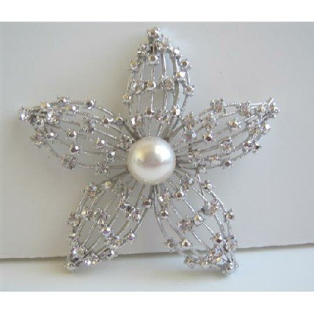 B155 Artist Creative Brooch Superior Quality Flower Fully Embedded w/ Simulated Diamond