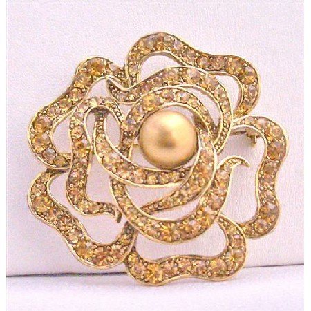 B264 Copper Brooch Rose Brooch Multi Round Rose Brooch Wedding Sparkling Brooch