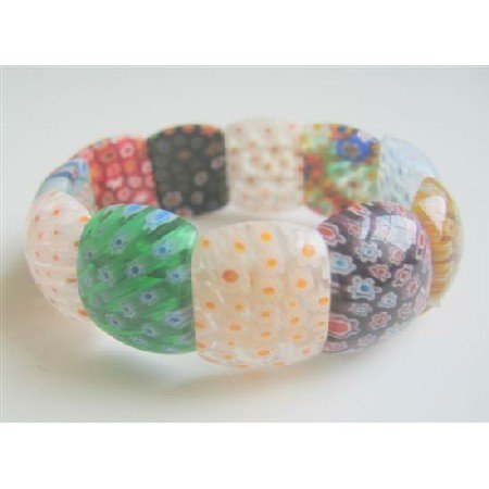 TB538 Self Designed Striking Stretchable Bracelet Millefiori Bracelet Stretchable Bracelet