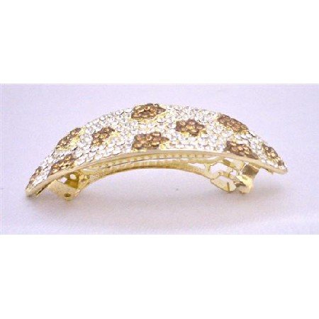 HA501Smoked Topaz Crystals Hair Barrette Bridal Hair Jewlery Clear Crystals Bridal Hair Barrette