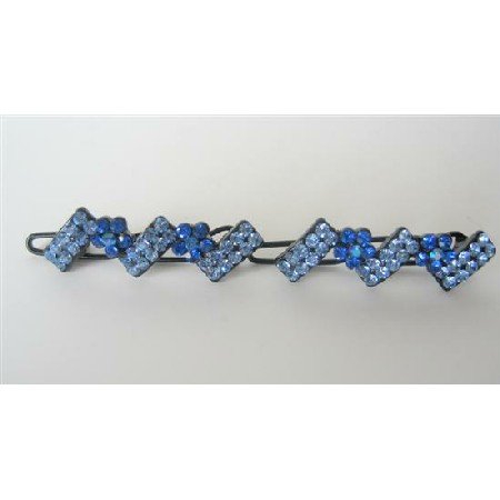 HA115 Hair Accessory Crystals Hair Clips Blue Crystals Sparkling Crystals Hair Clip