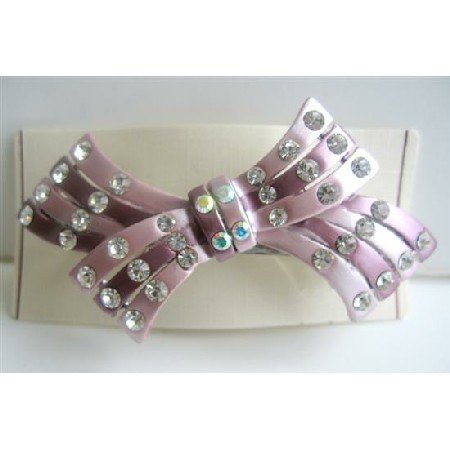 HA229 Bridemaides Bridal Hair Accessory Bow barrette w/ Sparkling Crystals Hair Clip