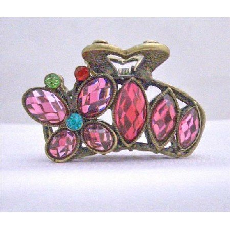 HA161 Sophisticated Crystals Hair Accessories Pin Red Crystals clamp Hair claw Clip