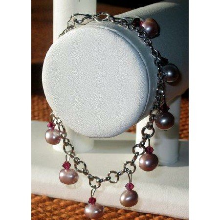 TB210 Gorgeous Fresh water Rosaline Pearls and Swarovski Crystals